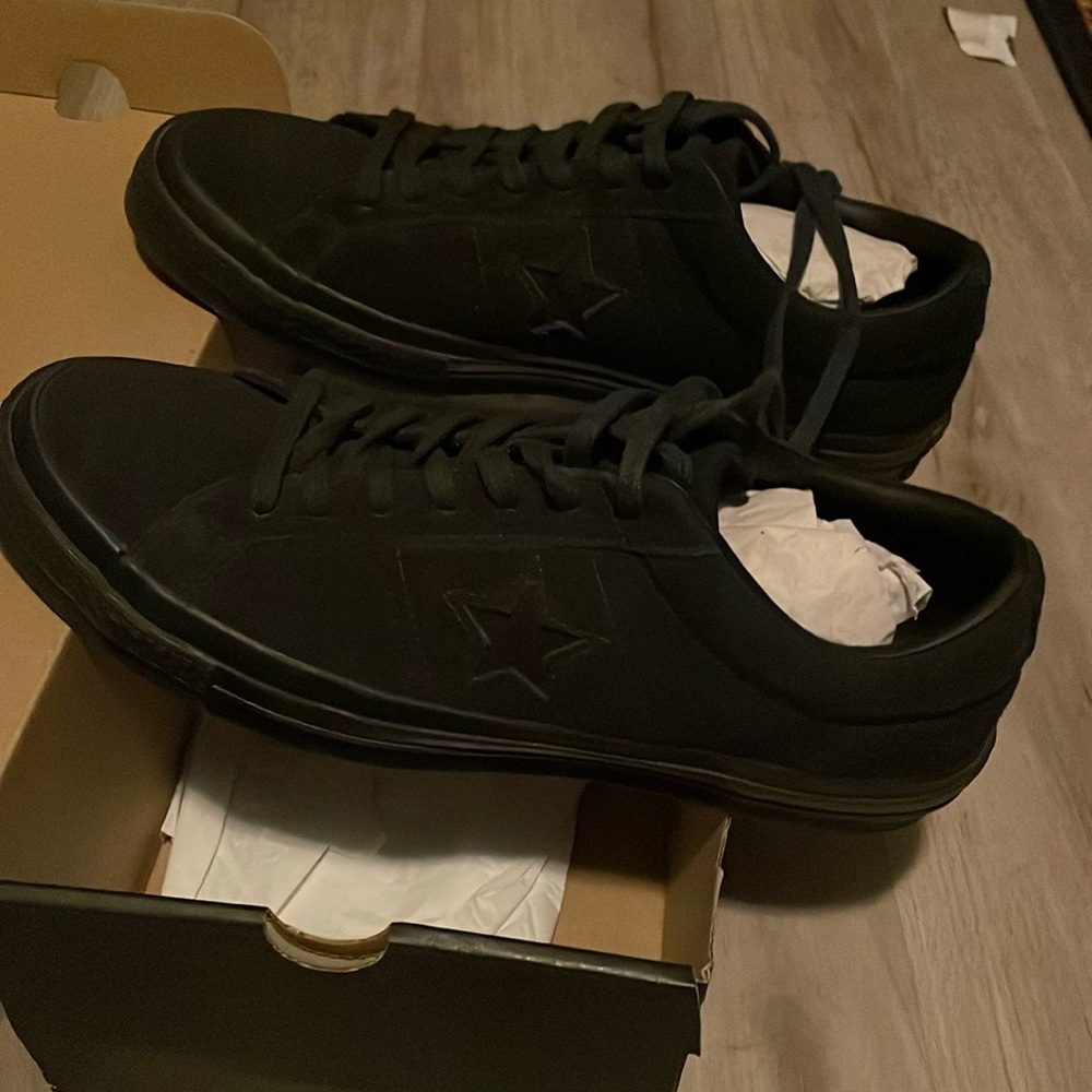 Mens size 8- One Star- Converse-Suede Black on Black on Black. Like New/w Box